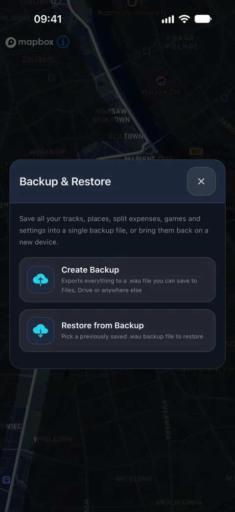 Backup and Restore: create one backup file, or restore one on a new phone