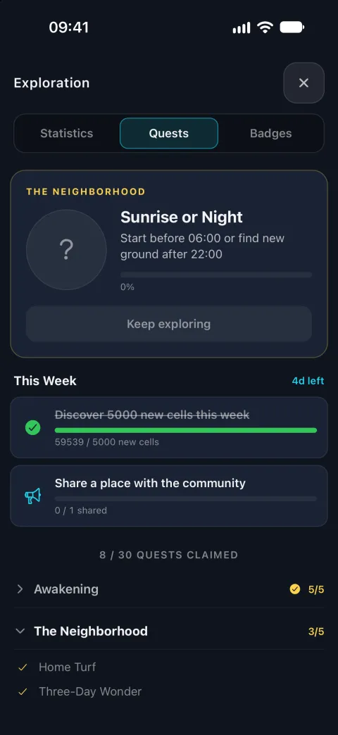 The quest line on chapter two, The Neighborhood, with this week’s goals and 8 of 30 quests claimed